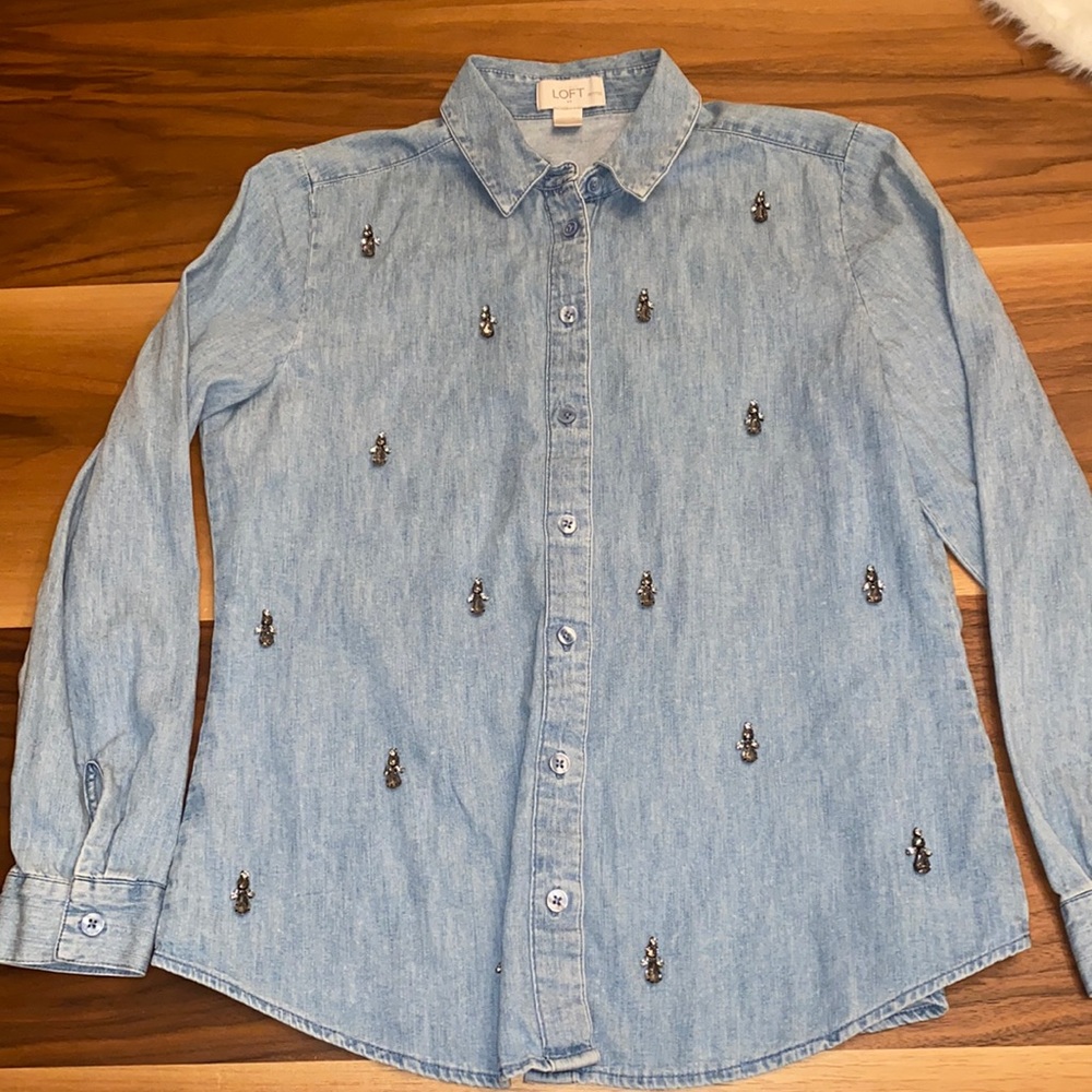 ANN TAYLOR JEWEL BUTTON DOWN - SP PETITE